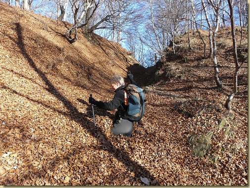 difficolt&agrave; sul sentiero per il Fai&egrave;... dopo una giornata di forte vento che ha accumulato le foglie secche sul sentiero...