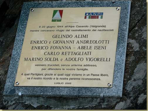 la targa dell'Alpe Casarolo