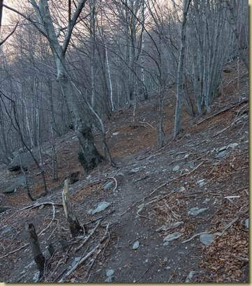 traversando verso il primo canalino...